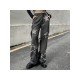 Star Pattern Loose Straight Leg Ripped Jeans