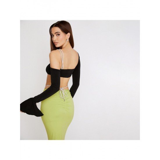 Backless Black Cropped Tops For Ladies