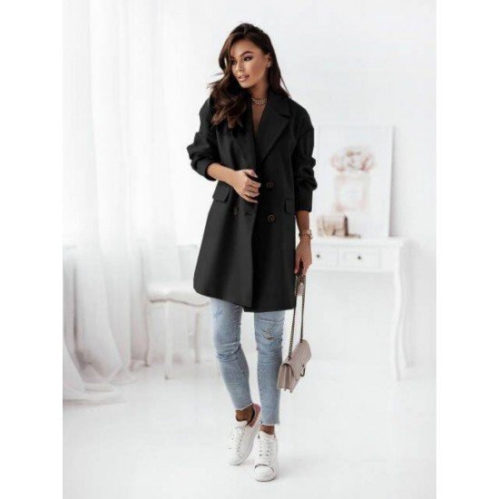  Autumn Pure Color Long Sleeve Women's Coats