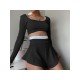  Fashion Sports Colorblock Patchwork Culottes Suit