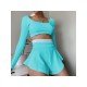  Fashion Sports Colorblock Patchwork Culottes Suit