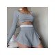  Fashion Sports Colorblock Patchwork Culottes Suit