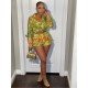  Summer Printed Long Sleeve Shorts Suit