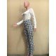 Plaid Printed Overall And T Shirt Sets For Women