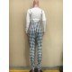 Plaid Printed Overall And T Shirt Sets For Women