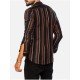  Men's Summer Colorblock Striped Long Sleeve Shirt