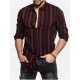  Men's Summer Colorblock Striped Long Sleeve Shirt