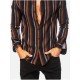  Men's Summer Colorblock Striped Long Sleeve Shirt