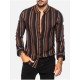  Men's Summer Colorblock Striped Long Sleeve Shirt