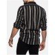  Men's Summer Colorblock Striped Long Sleeve Shirt