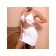 Summer Ladies White Matching Cropped Top And Skirt Sets