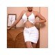 Summer Ladies White Matching Cropped Top And Skirt Sets