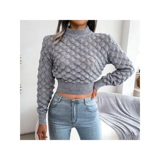 Mock Neck Stylish Ladies Pullover Sweater