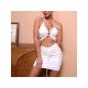 Summer Ladies White Matching Cropped Top And Skirt Sets