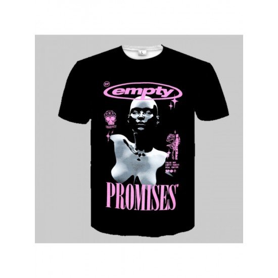 Hip Hop Black Printed Summer Tees For Men