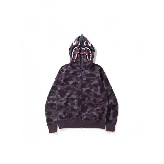  Hip-hop Camouflage Shark Zipper Hooded For Men