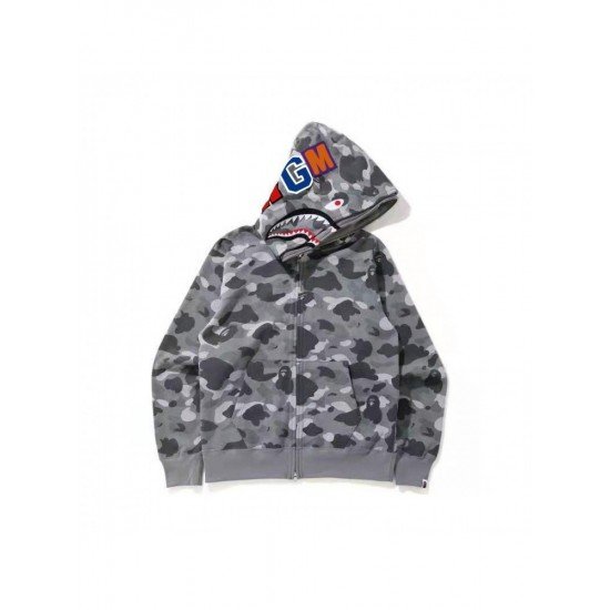  Hip-hop Camouflage Shark Zipper Hooded For Men