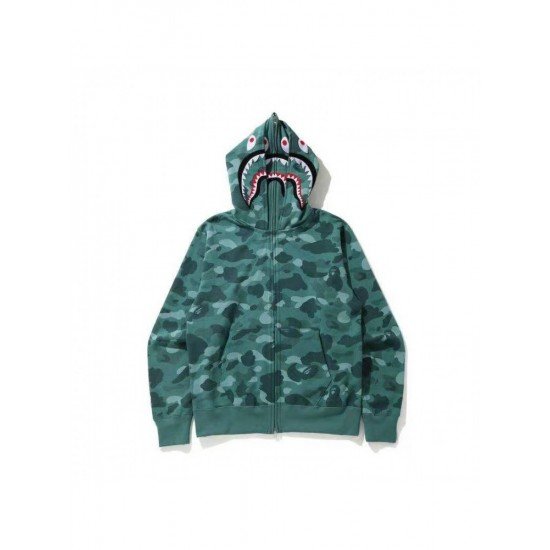  Hip-hop Camouflage Shark Zipper Hooded For Men