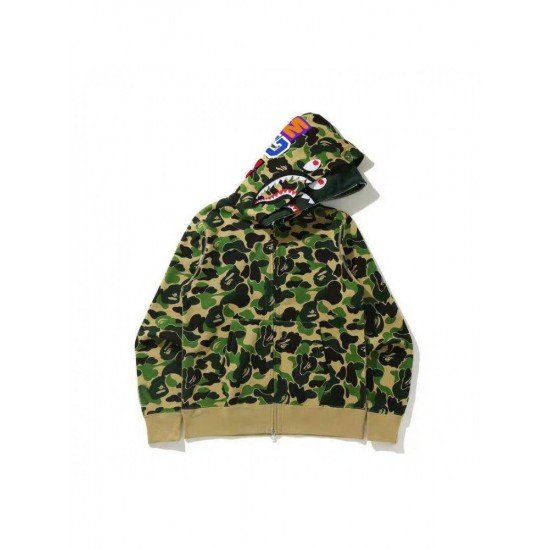  Hip-hop Camouflage Shark Zipper Hooded For Men