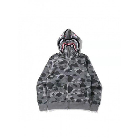  Hip-hop Camouflage Shark Zipper Hooded For Men