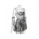 Designer Sexy Tie Dye Printed Halter Short Dress