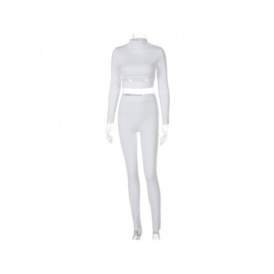 Mock Neck Matching Cropped Top And Trouser Sets