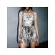 Designer Sexy Tie Dye Printed Halter Short Dress