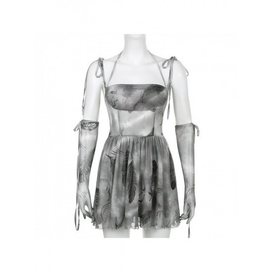 Designer Sexy Tie Dye Printed Halter Short Dress