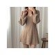  V-Neck Lantern Sleeve Women's Knitted Dress