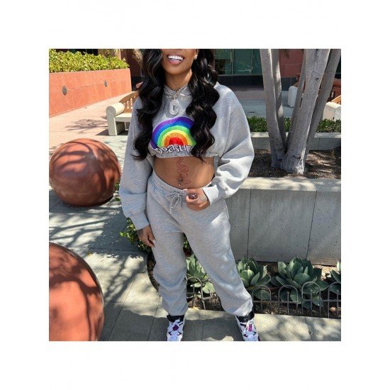 Rainbow Printed Matching 2 Piece Jogger Sets 