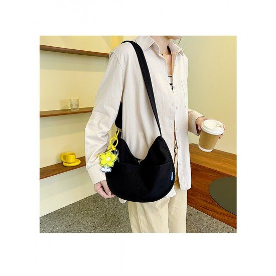  College Simple Pure Color Canvas Shoulder Bag