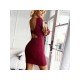 Backless Long Sleeve Solid Short Dresses For Women