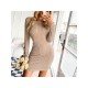 Backless Long Sleeve Solid Short Dresses For Women