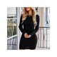 Backless Long Sleeve Solid Short Dresses For Women