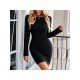 Backless Long Sleeve Solid Short Dresses For Women