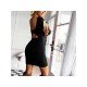 Backless Long Sleeve Solid Short Dresses For Women