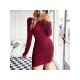 Backless Long Sleeve Solid Short Dresses For Women