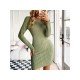 Backless Long Sleeve Solid Short Dresses For Women