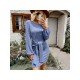 Casual Puff Sleeve Solid Fall Short Dress