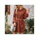 Casual Puff Sleeve Solid Fall Short Dress