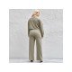  Pure Color Round Neck Women's Trousers Suit