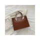  Fashion PU Pure Color Alligator Print Handbag