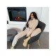  Winter Pure Color Long Sleeve Casual Jumpsuit