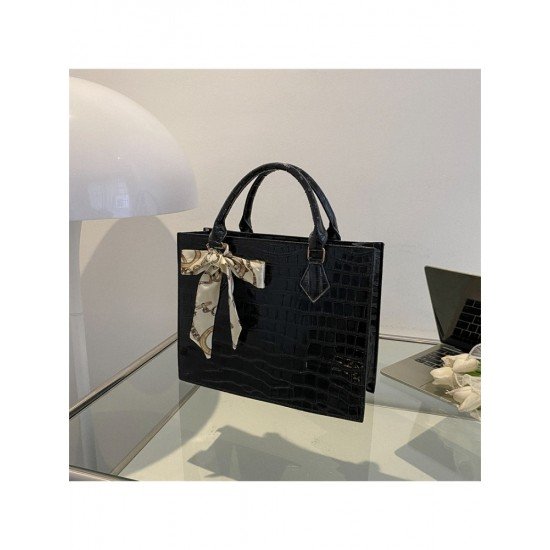  Fashion PU Pure Color Alligator Print Handbag