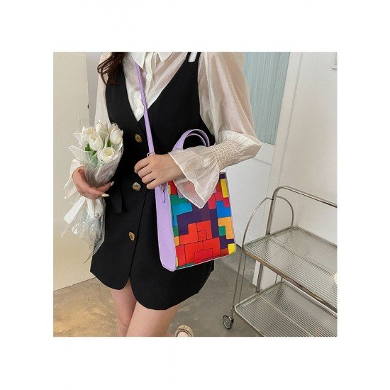  Fashion Contrast Color Plaid Women's Satchels