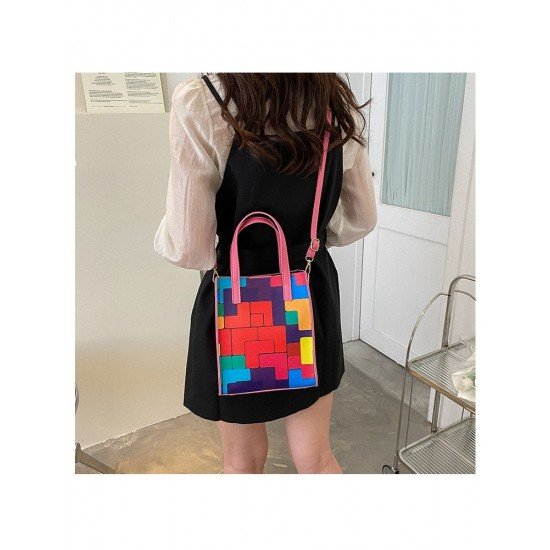  Fashion Contrast Color Plaid Women's Satchels