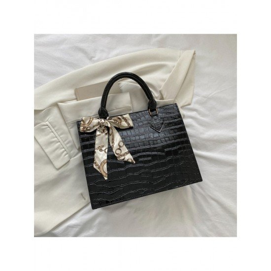  Fashion PU Pure Color Alligator Print Handbag