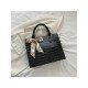  Fashion PU Pure Color Alligator Print Handbag