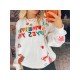  Fashion Letter Printed Butterfly Pattern Pullover Top