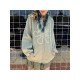 Printed Pockets Oversized Hooded Collar Women Coats